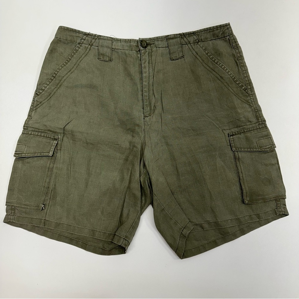 Esprit Linen Olive Green High Rise Shorts Womens Size 11